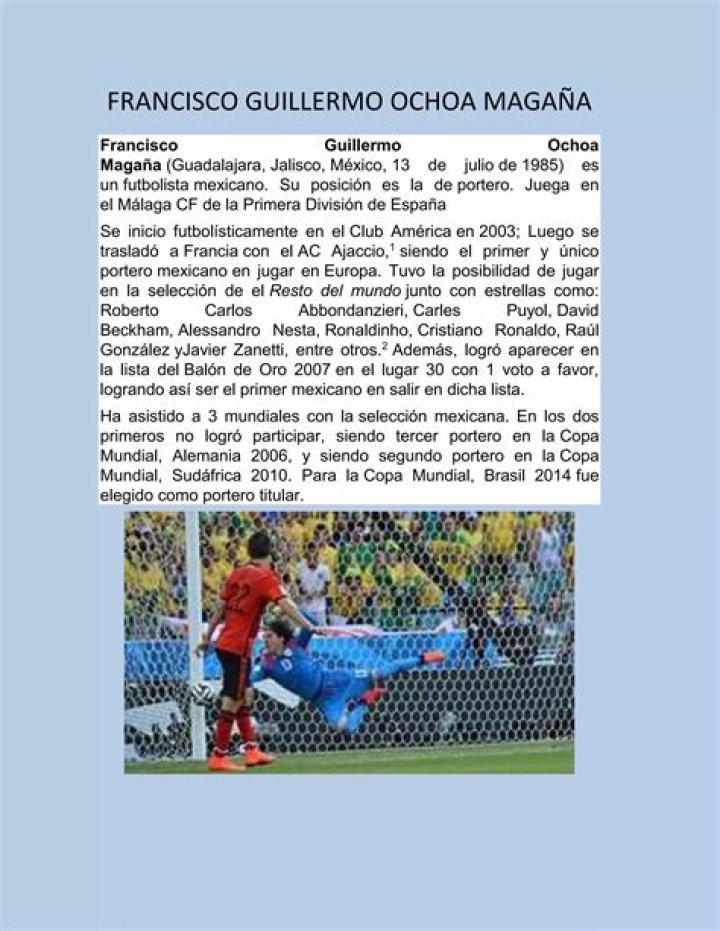 Francisco Guillermo Ochoa Magana Age, Wiki, Biography, Wife, Children, Salary, Net Worth, Parents