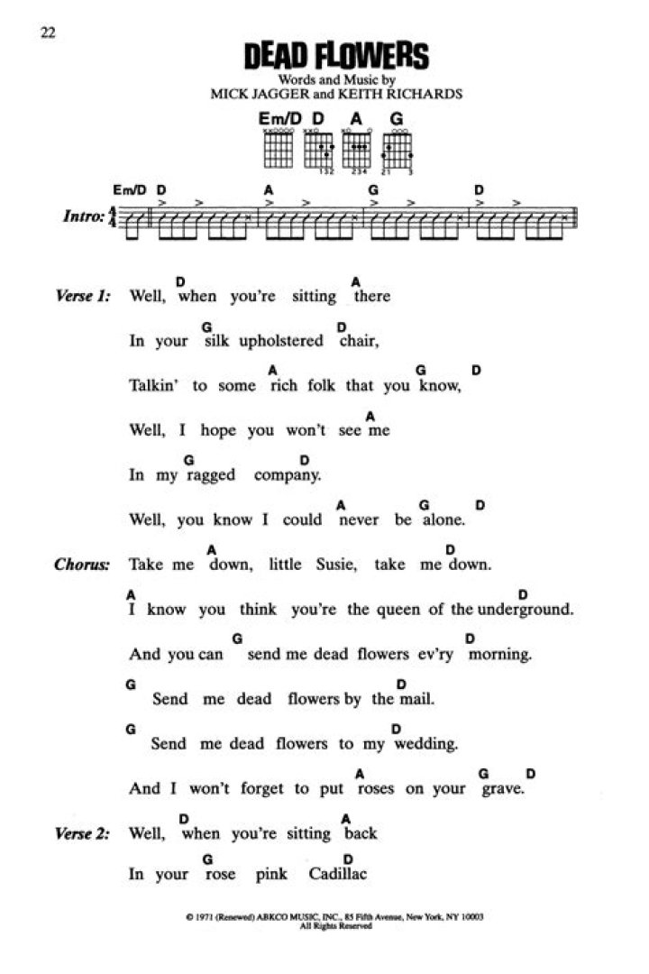 LYRICS: The Rolling Stones – Dead Flowers