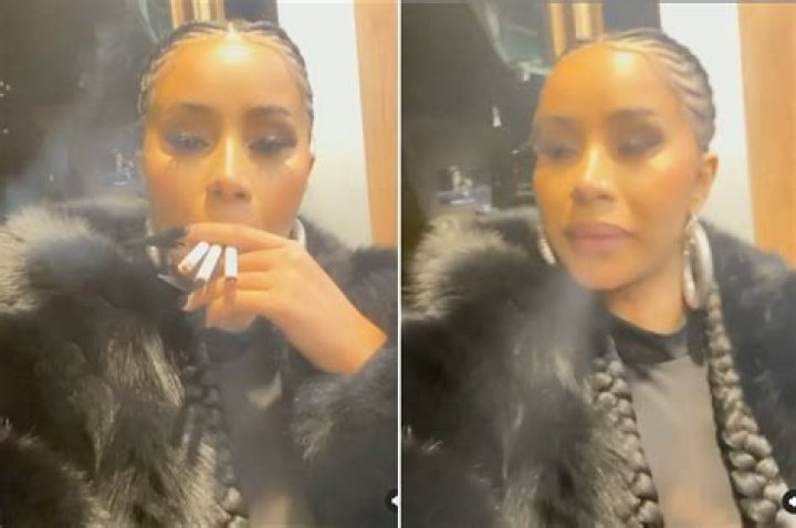 Sad Cardi B Smokes Three Sticks Of Cigarettes At A Go While Watching Her Favourite Candidate, Joe Biden Lose To Trump In The U.S Elections (Video)