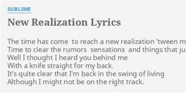 Sublime’s
New Realization Lyrics