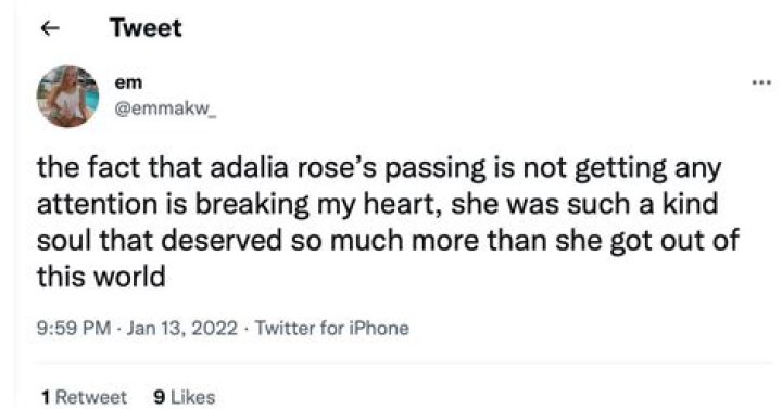 What Was Adalia Rose Williams Cause of Death?
